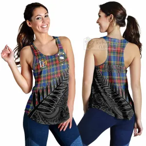 Bethune Crest Tartan Women's Racerback Tanks with New Zealand Silver Fern Half Style