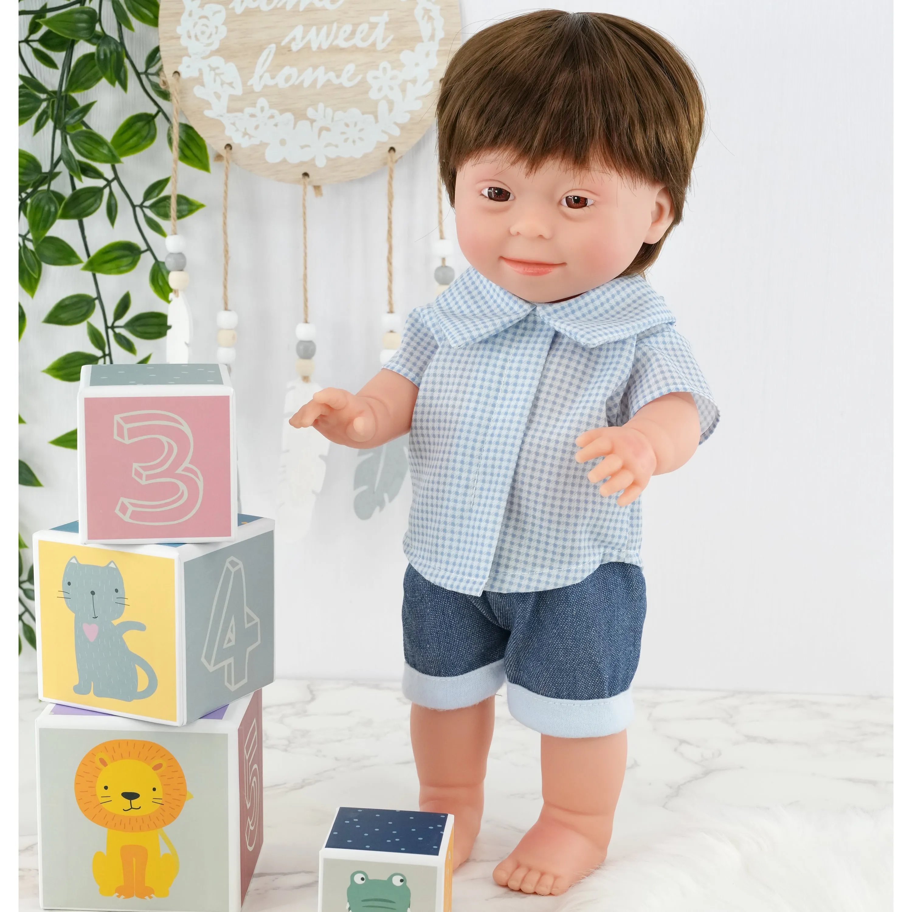 BiBi Doll Down Syndrome Boy - Brown Hair (36 cm / 14")