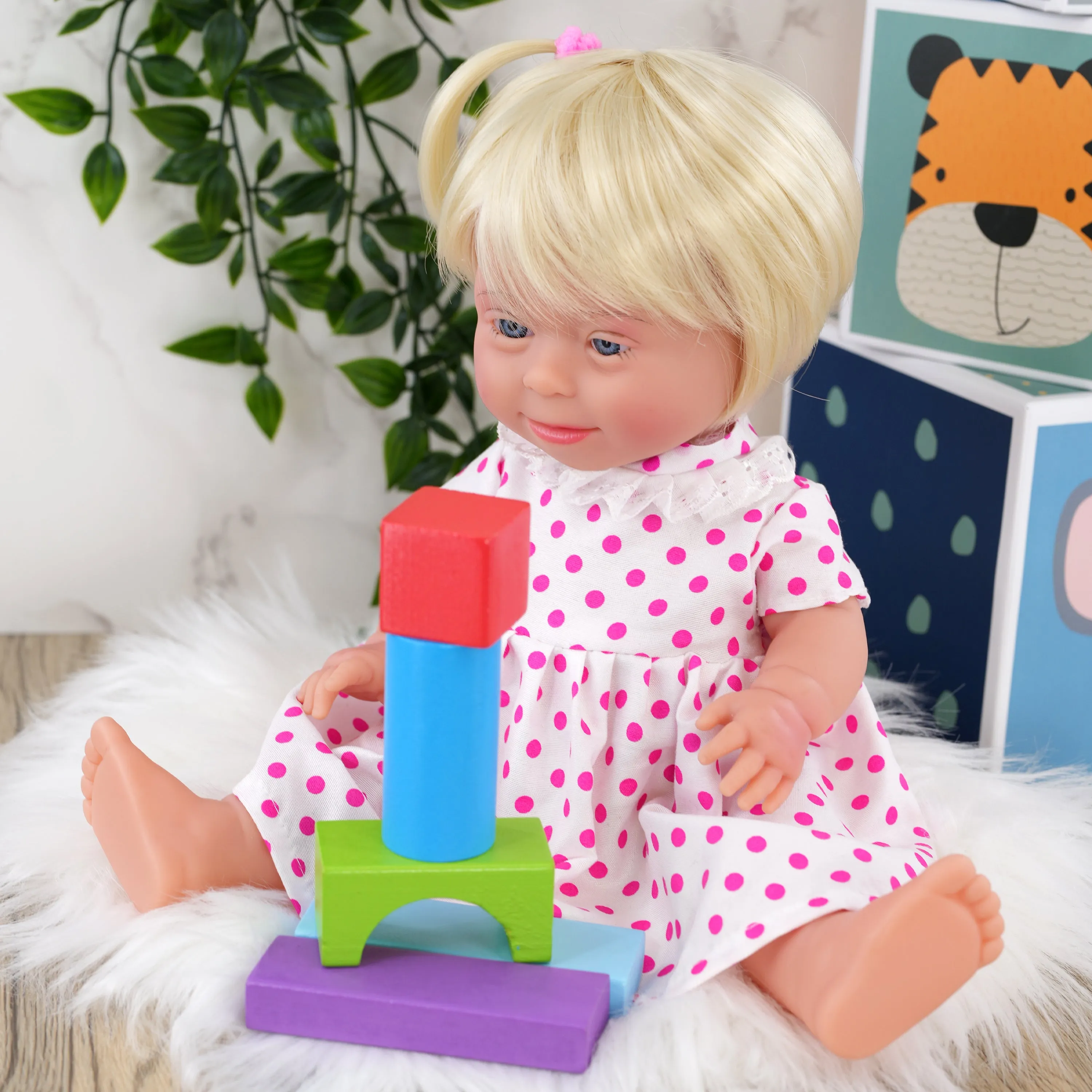 BiBi Doll Down Syndrome Girl - Blonde Hair (36 cm / 14")