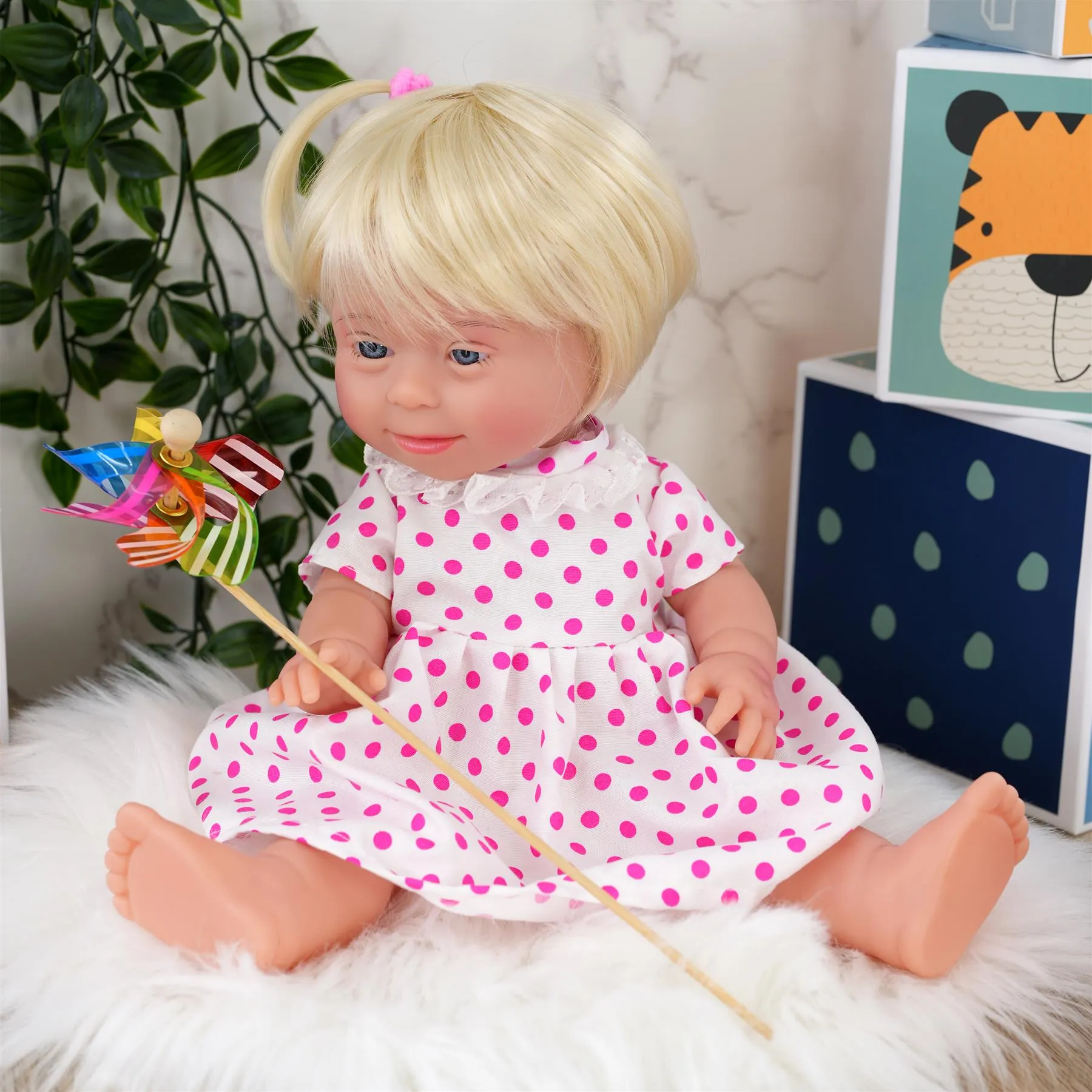 BiBi Doll Down Syndrome Girl - Blonde Hair (36 cm / 14")