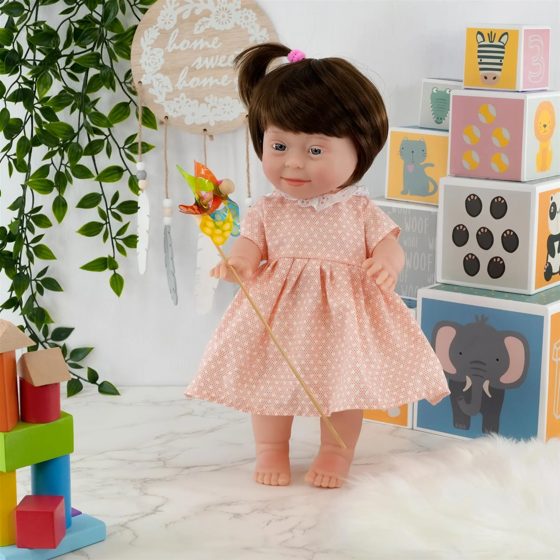 BiBi Doll Down Syndrome Girl - Brown Hair (36 cm / 14")