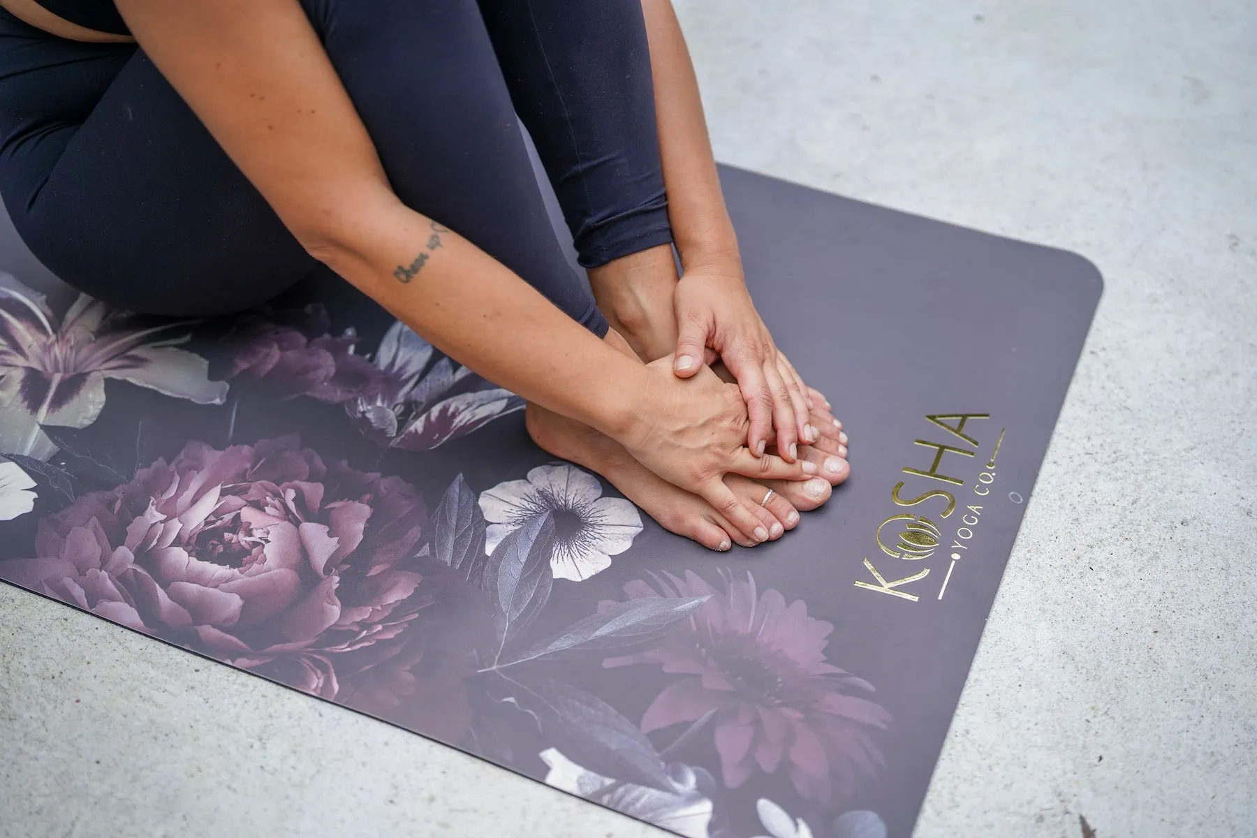 Black Bloom PUre Couture Yoga Mat