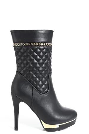 Black Quilted Ankle Boots