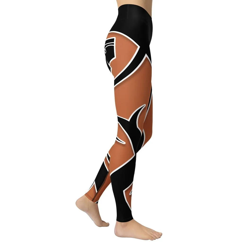 Bold Cut Outs Medium Brown Yoga Leggings