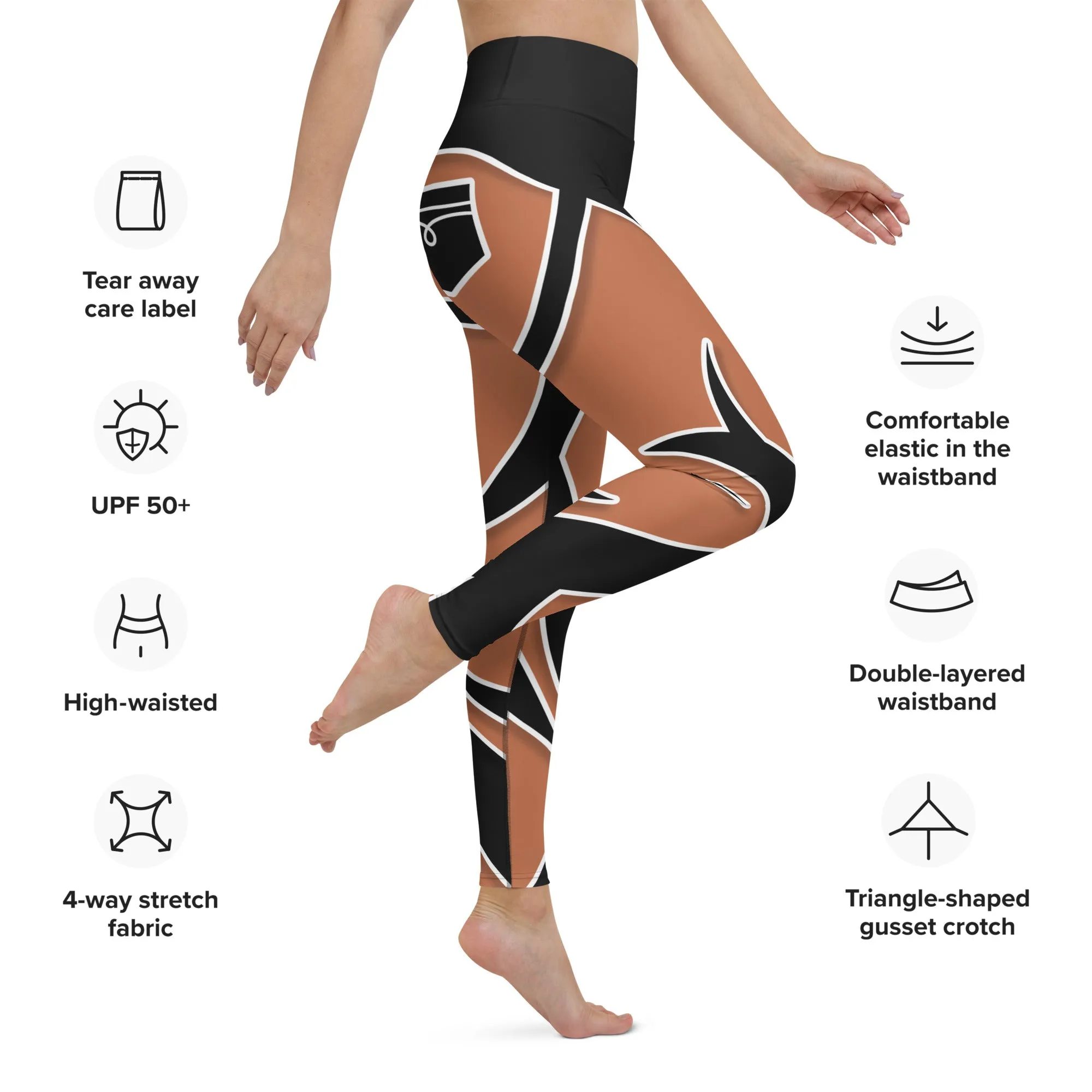 Bold Cut Outs Medium Brown Yoga Leggings