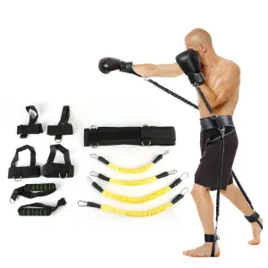 Bounce Trainer Fitness Resistance Band Boxing Suit Latex Tube Tension Rope Leg Waist Trainer, Weight: 60 Pounds(Yellow)