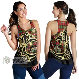 Boyd Tartan Women's Racerback Tanks with Family Crest Celtic Wolf Style