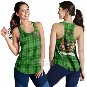 Boyle Tartan Women's Racerback Tanks with Family Crest and Bearded Skull Holding Bottles of Whiskey