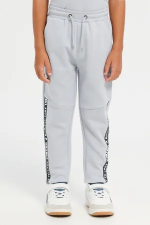 Boys Grey Printed Soft Feel Track Pants