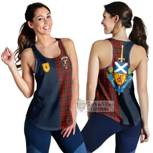 Brodie Tartan Women's Racerback Tanks Alba with Scottish Lion Royal Arm Half Style