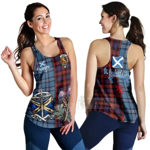 Brown (Broun) Tartan Women's Racerback Tanks Happy St. Andrew's Day Half Tartan Style