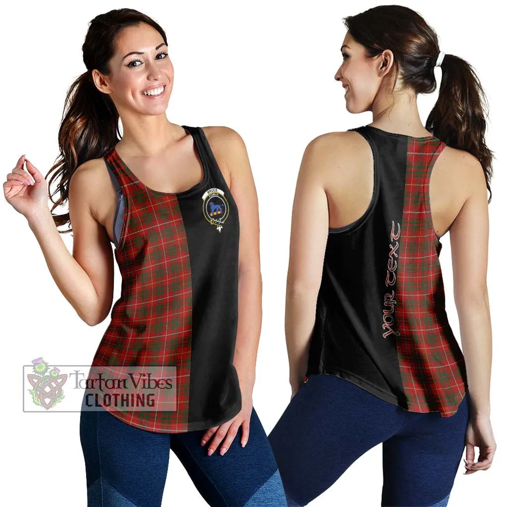 Bruce Tartan Women's Racerback Tanks with Family Crest and Half Of Me Style