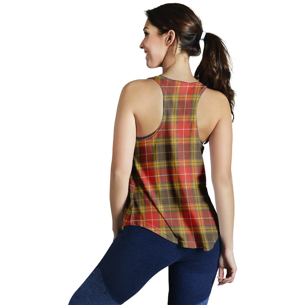 Buchanan Old Set Weathered Tartan Women Racerback Tanks with Family Crest