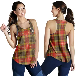 Buchanan Old Set Weathered Tartan Women Racerback Tanks with Family Crest