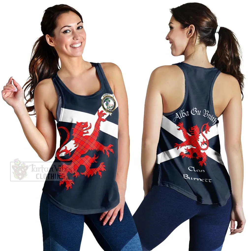 Burnett Tartan Lion Rampant Women's Racerback Tanks  Proudly Display Your Heritage with Alba Gu Brath and Clan Name