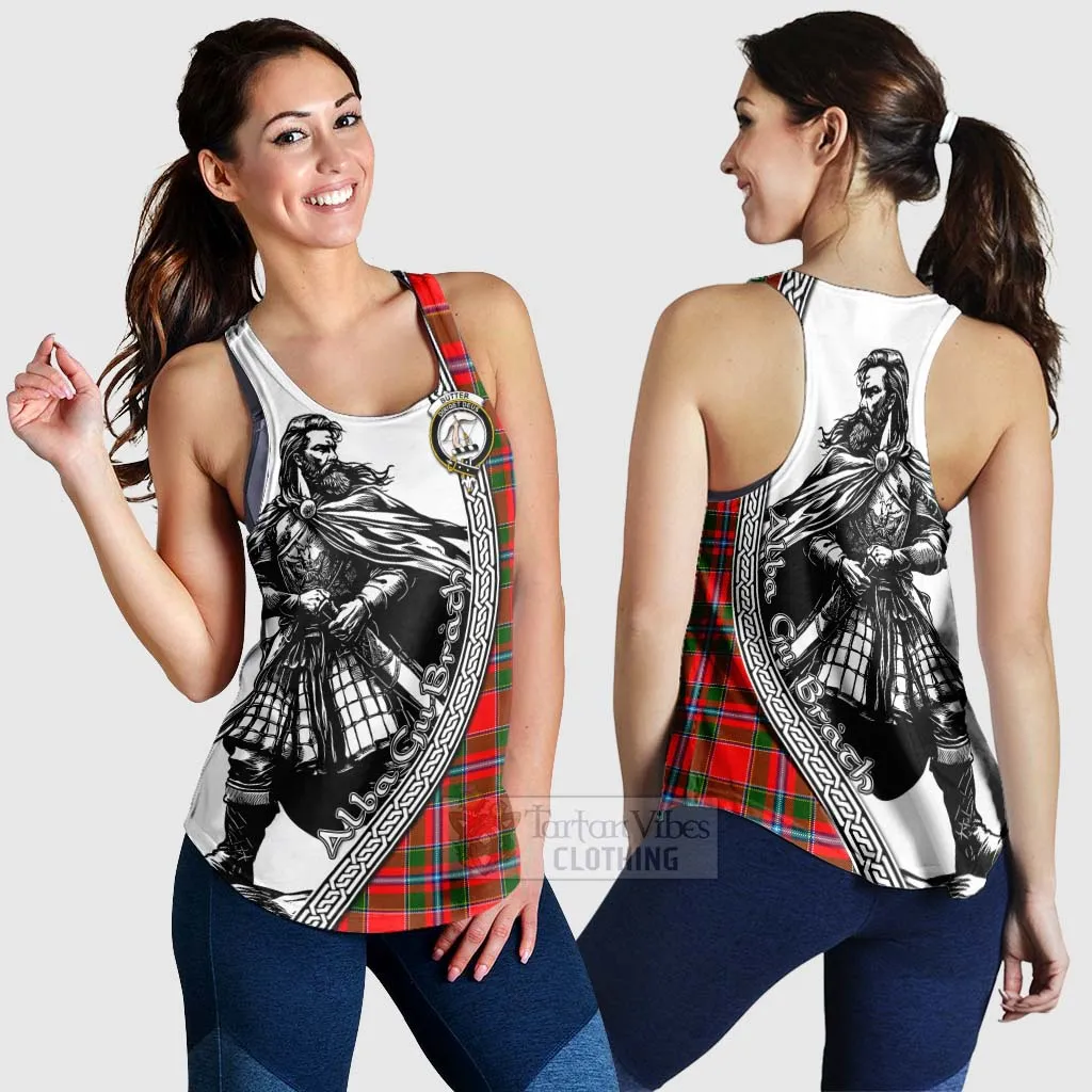 Butter Tartan Clan Crest Women's Racerback Tanks with Highlander Warrior Celtic Style