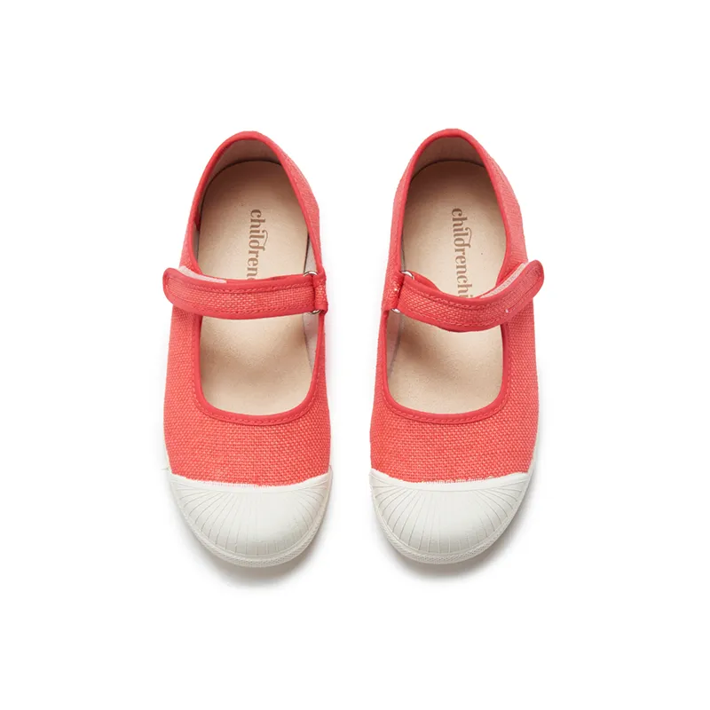 Canvas Mary Jane Captoe Sneakers in Coral by childrenchic