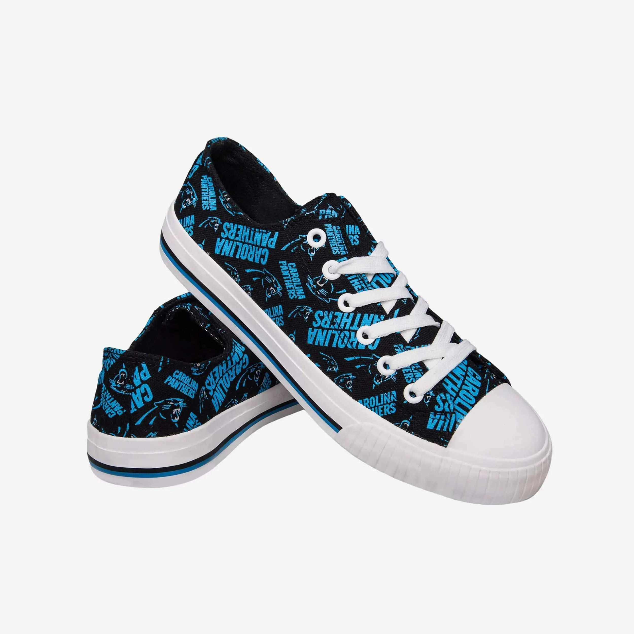 Carolina Panthers Womens Low Top Repeat Print Canvas Shoe