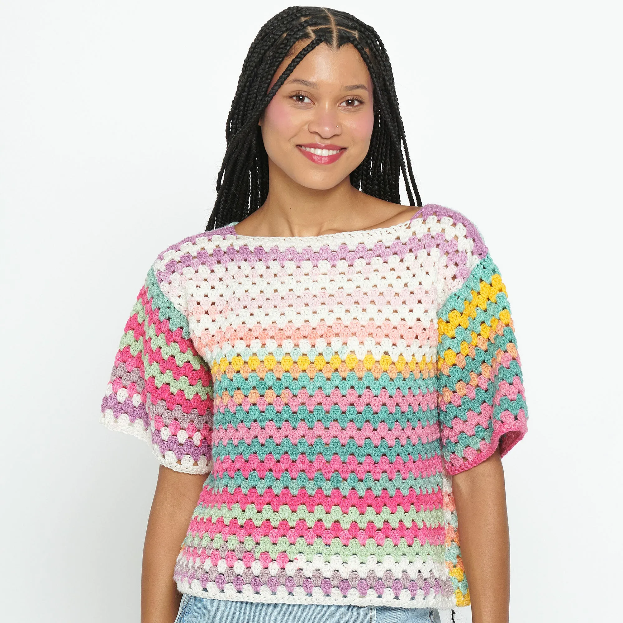 Caron Crochet Short Sleeved Top