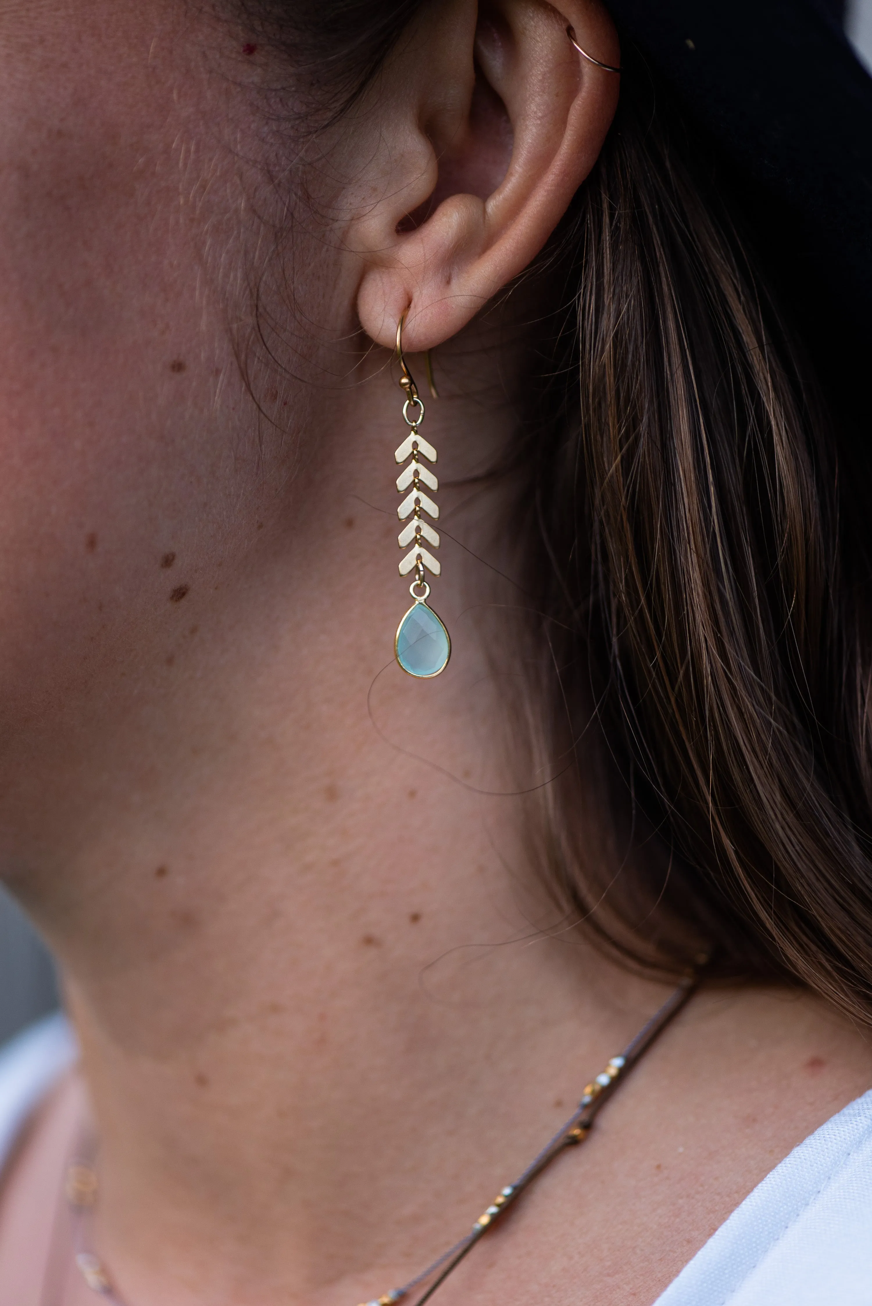 Cascade Drop Earrings - Aqua Chalcedony