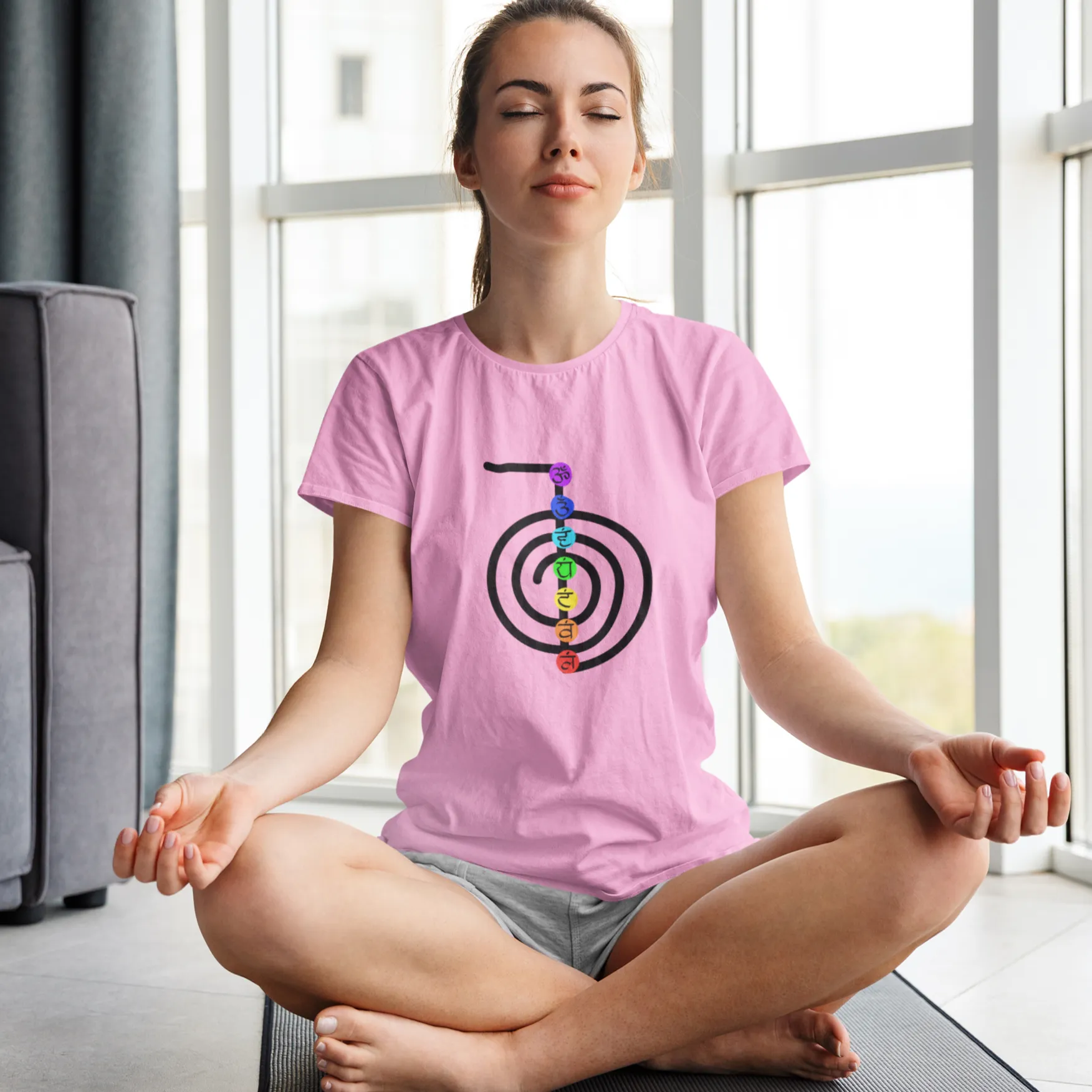 Chakra Meditation Yoga T-shirt for Women D69