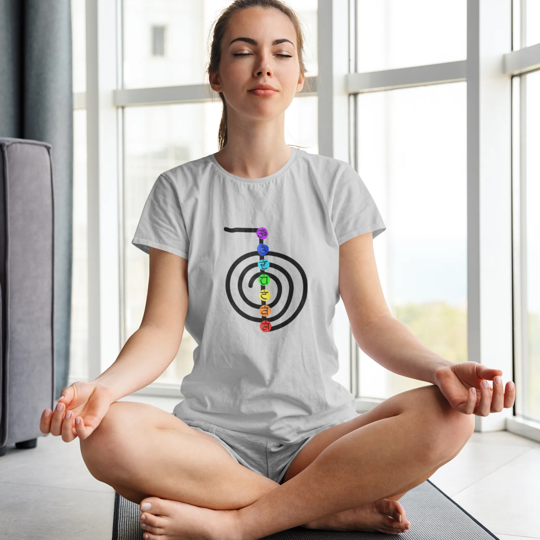 Chakra Meditation Yoga T-shirt for Women D69