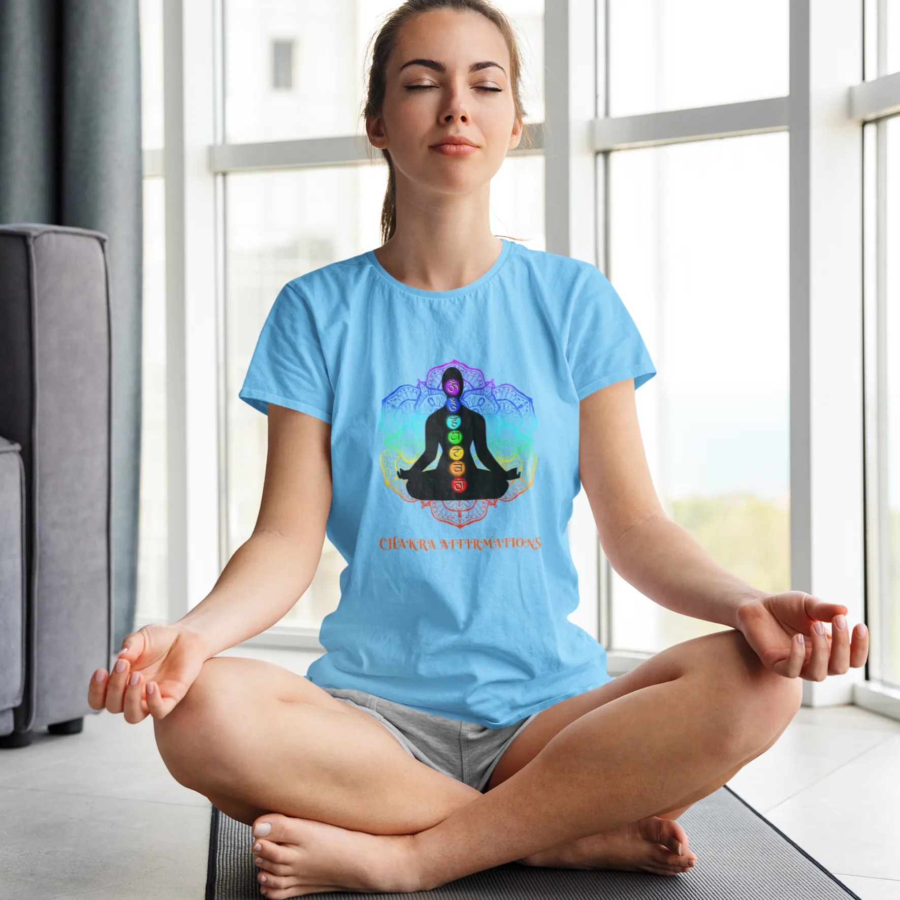 Chakra Meditation Yoga T-shirt for Women D69