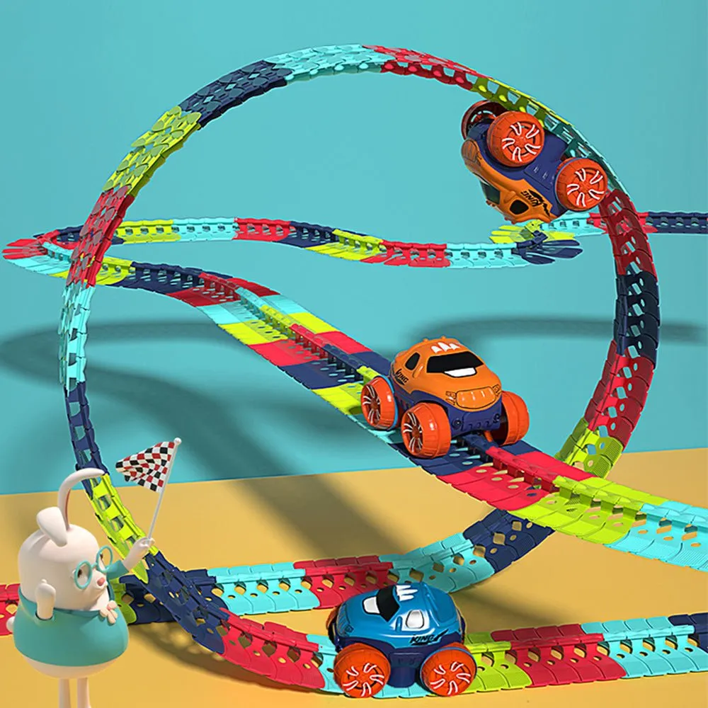 Changeable Track In The Dark Track with LED Light-Up Race Car Flexible Track Toy