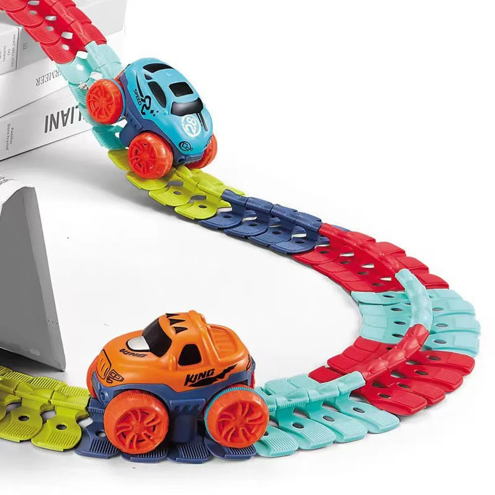 Changeable Track In The Dark Track with LED Light-Up Race Car Flexible Track Toy