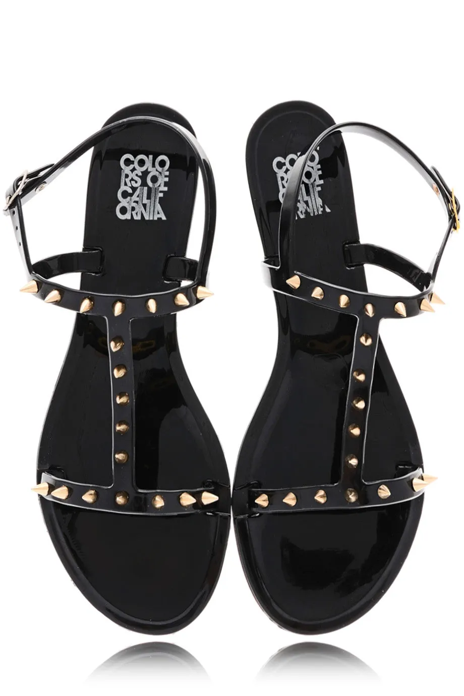 COLORS OF CALIFORNIA PUNK PRINCESS Black Studded Sandals