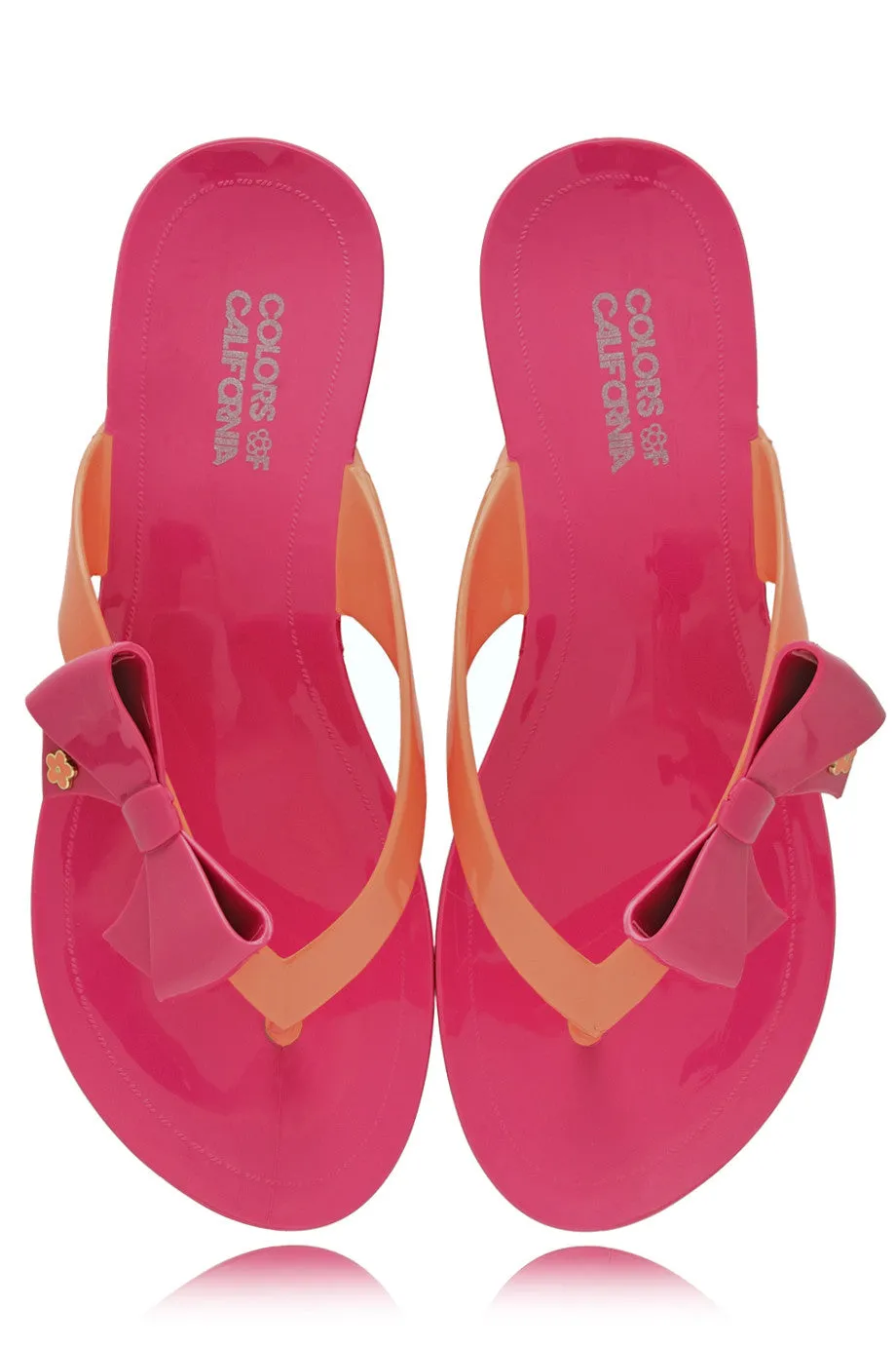 COLORS OF CALIFORNIA RIBBON Fuchsia Orange Flip Flops