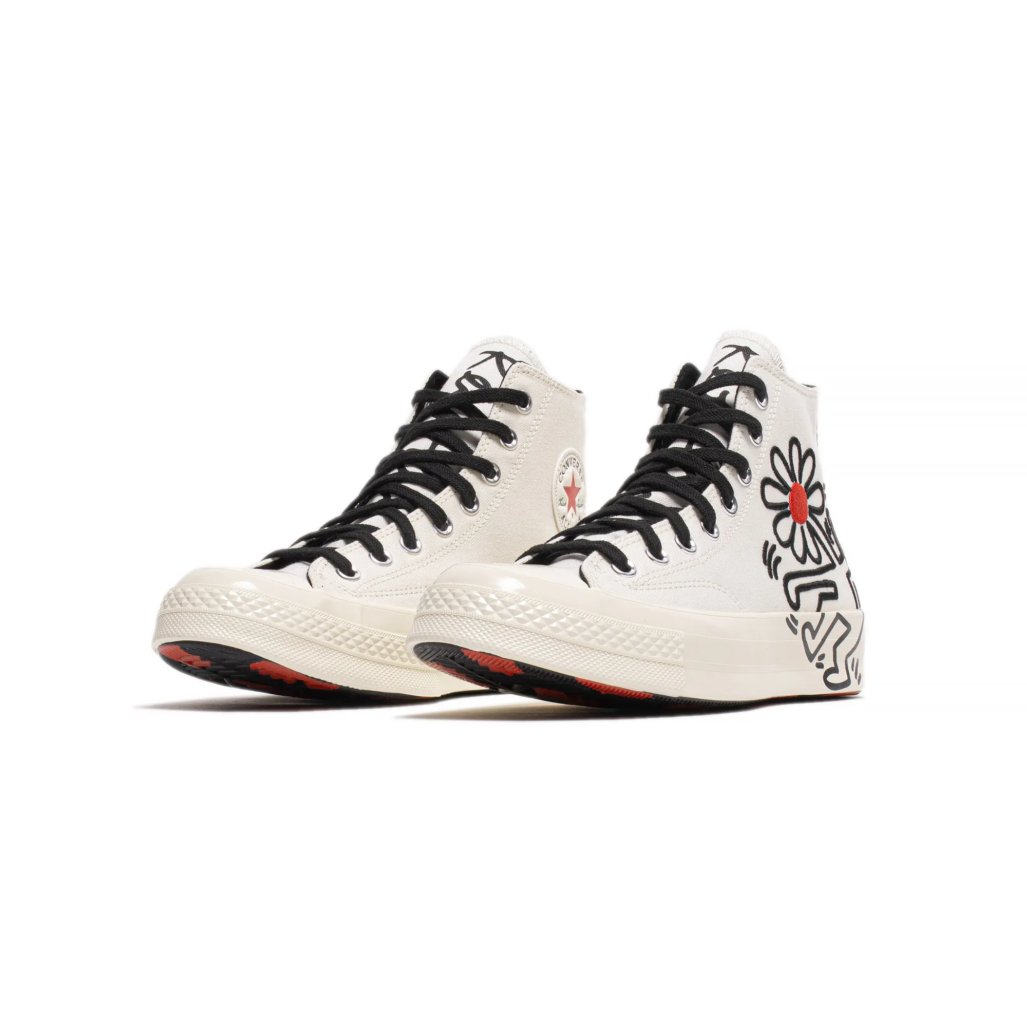 Converse Mens Chuck 70 Hi Shoes 'Egret Black Red'