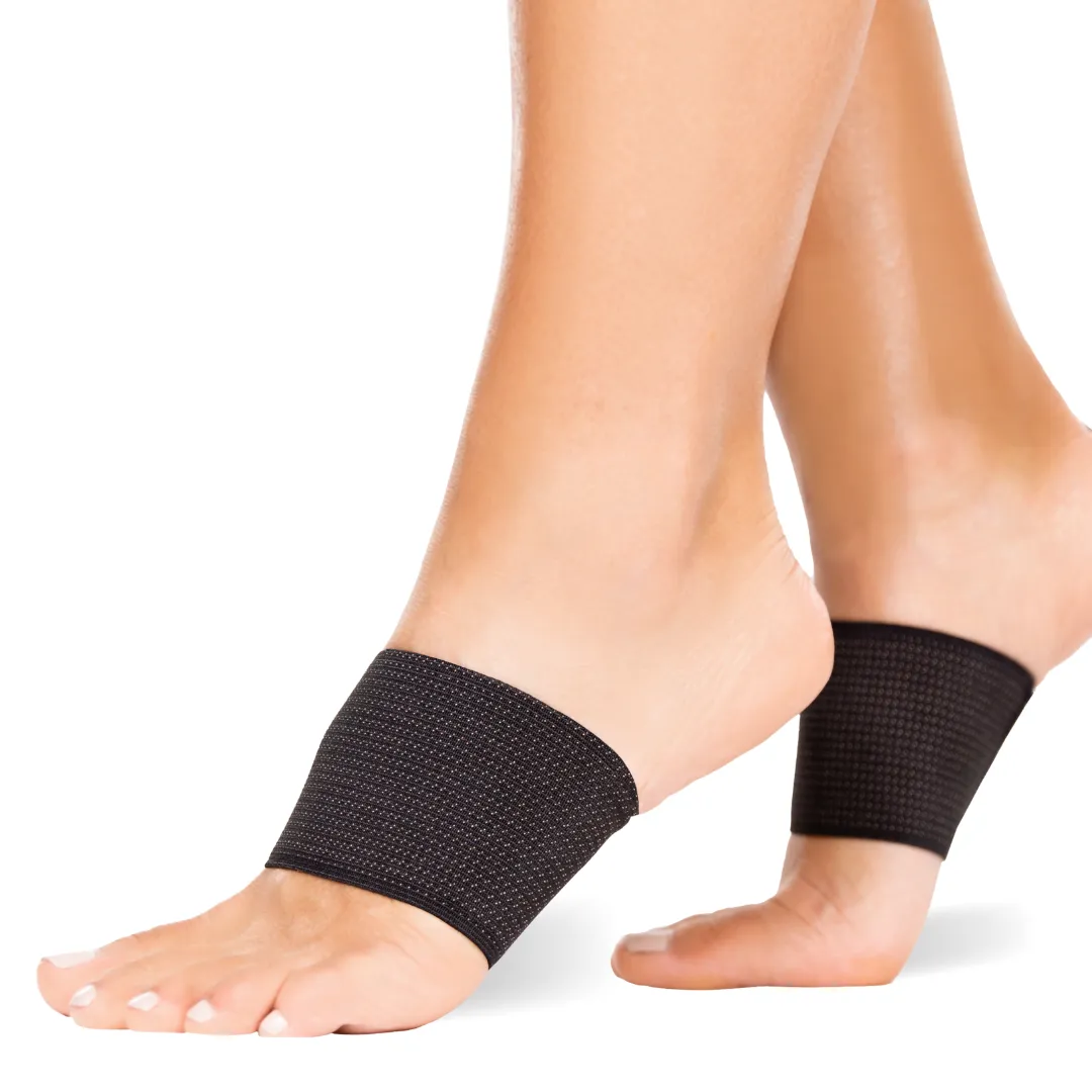 Copper Arch Support Bands | Flat Foot Compression Brace for Fallen Arches and Heel Spur Treatment (Pair)