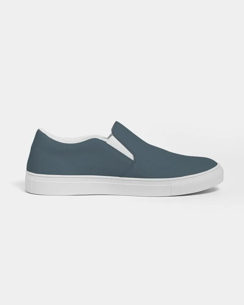 Dark Cyan Slip-On Canvas Sneakers | Women's | Dark Pale Pastel Cyan | C30M0Y0K80