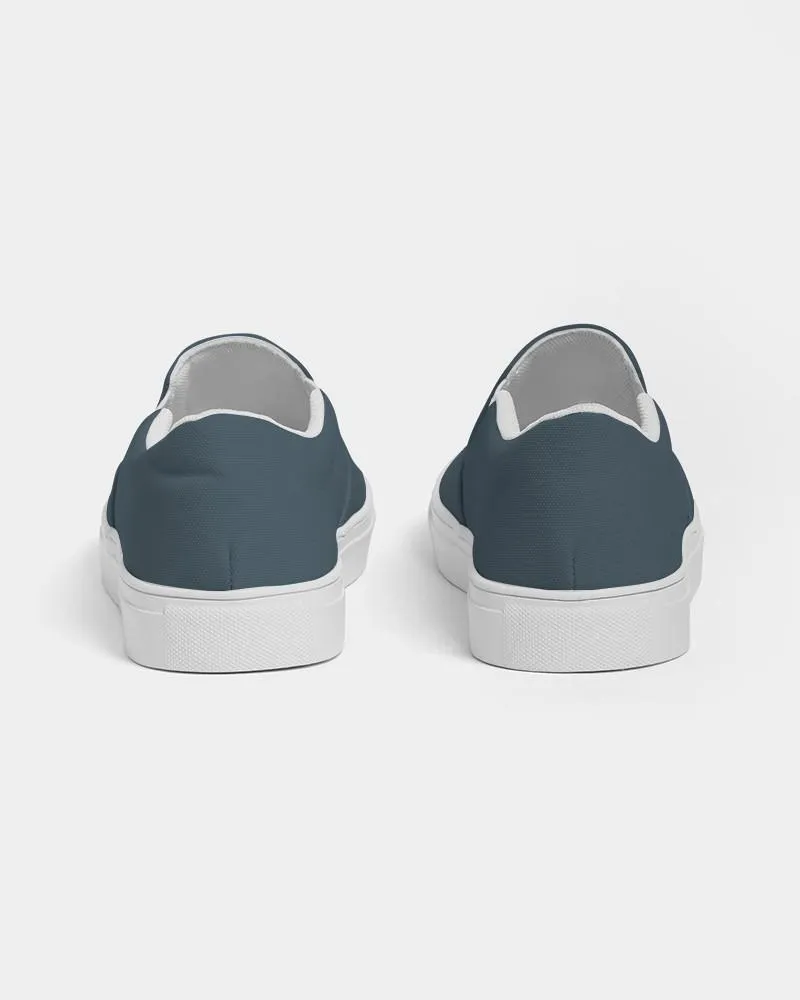 Dark Cyan Slip-On Canvas Sneakers | Women's | Dark Pale Pastel Cyan | C30M0Y0K80