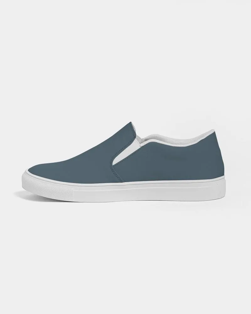 Dark Cyan Slip-On Canvas Sneakers | Women's | Dark Pale Pastel Cyan | C30M0Y0K80