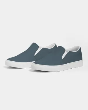 Dark Cyan Slip-On Canvas Sneakers | Women's | Dark Pale Pastel Cyan | C30M0Y0K80