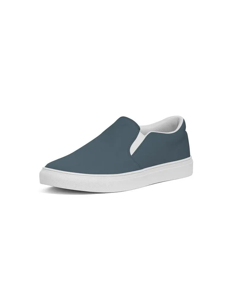 Dark Cyan Slip-On Canvas Sneakers | Women's | Dark Pale Pastel Cyan | C30M0Y0K80