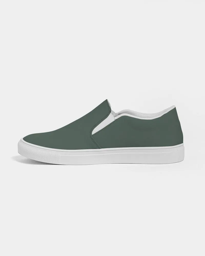 Dark Green Slip-On Canvas Sneakers | Women's | Dark Pale Pastel Green | C30M0Y30K80