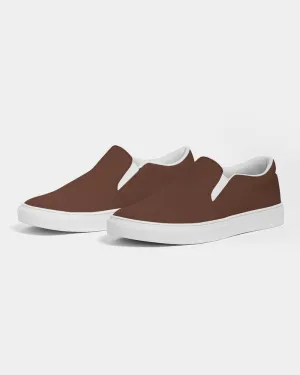 Dark Red Brown Slip-On Canvas Sneakers | Women's | Dark Pastel Red Brown | C0M60Y60K80