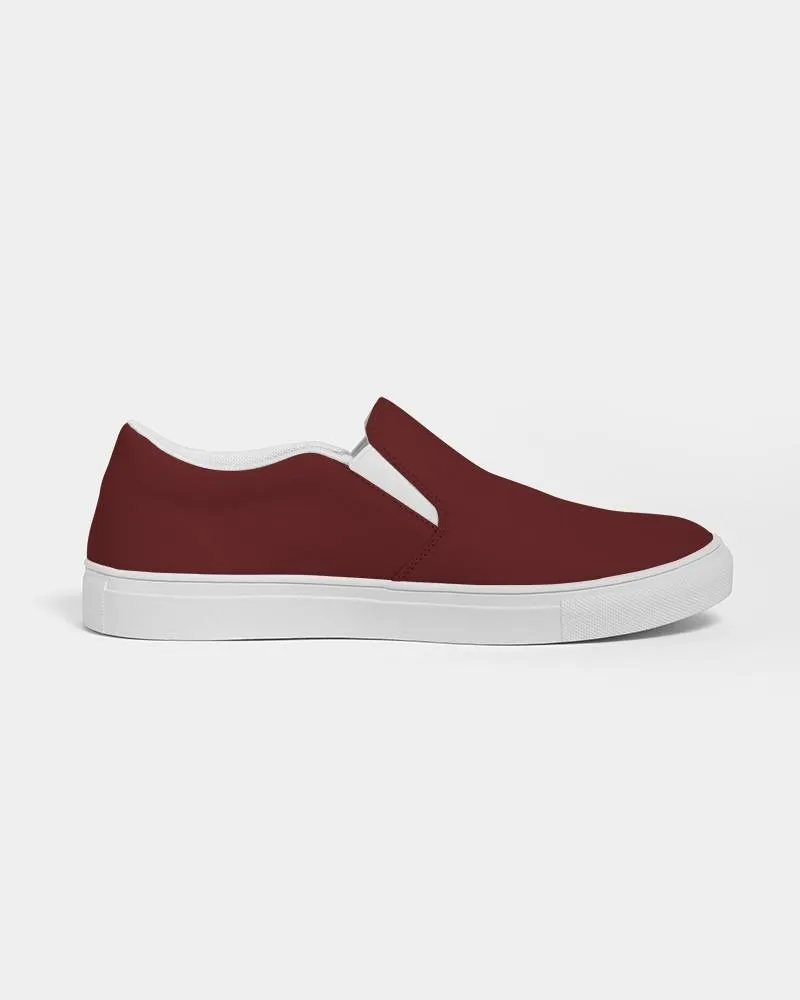 Dark Red Slip-On Canvas Sneakers | Women's | Dark Pure Red | C0M100Y100K80