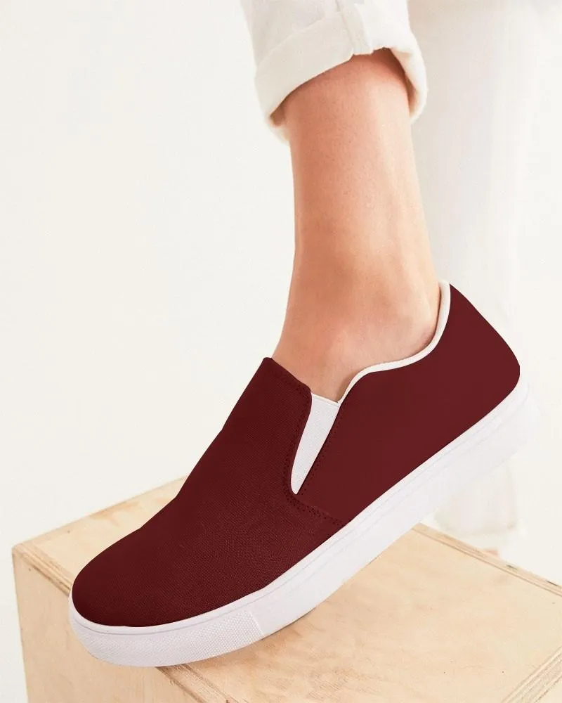 Dark Red Slip-On Canvas Sneakers | Women's | Dark Pure Red | C0M100Y100K80