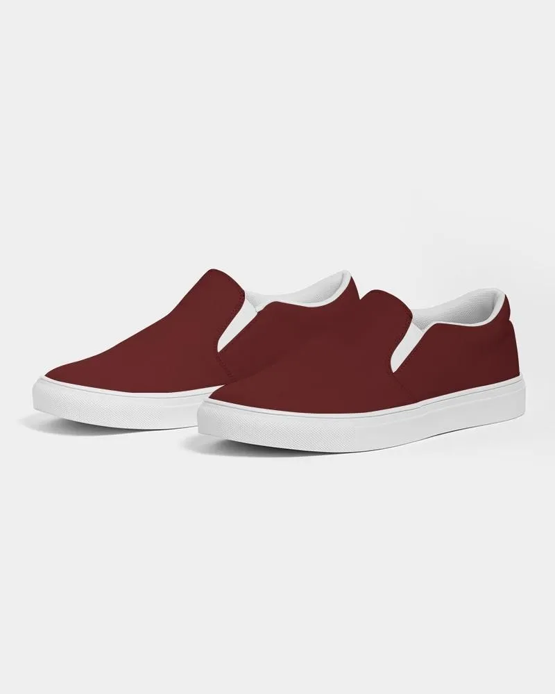 Dark Red Slip-On Canvas Sneakers | Women's | Dark Pure Red | C0M100Y100K80