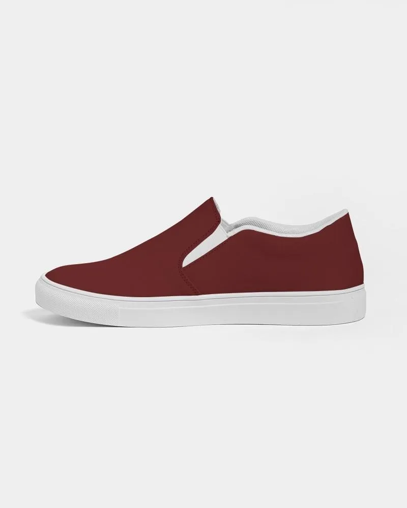 Dark Red Slip-On Canvas Sneakers | Women's | Dark Pure Red | C0M100Y100K80