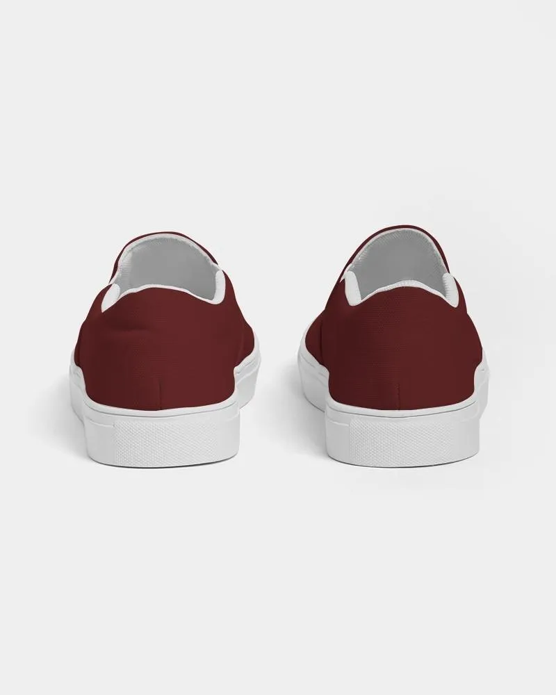 Dark Red Slip-On Canvas Sneakers | Women's | Dark Pure Red | C0M100Y100K80