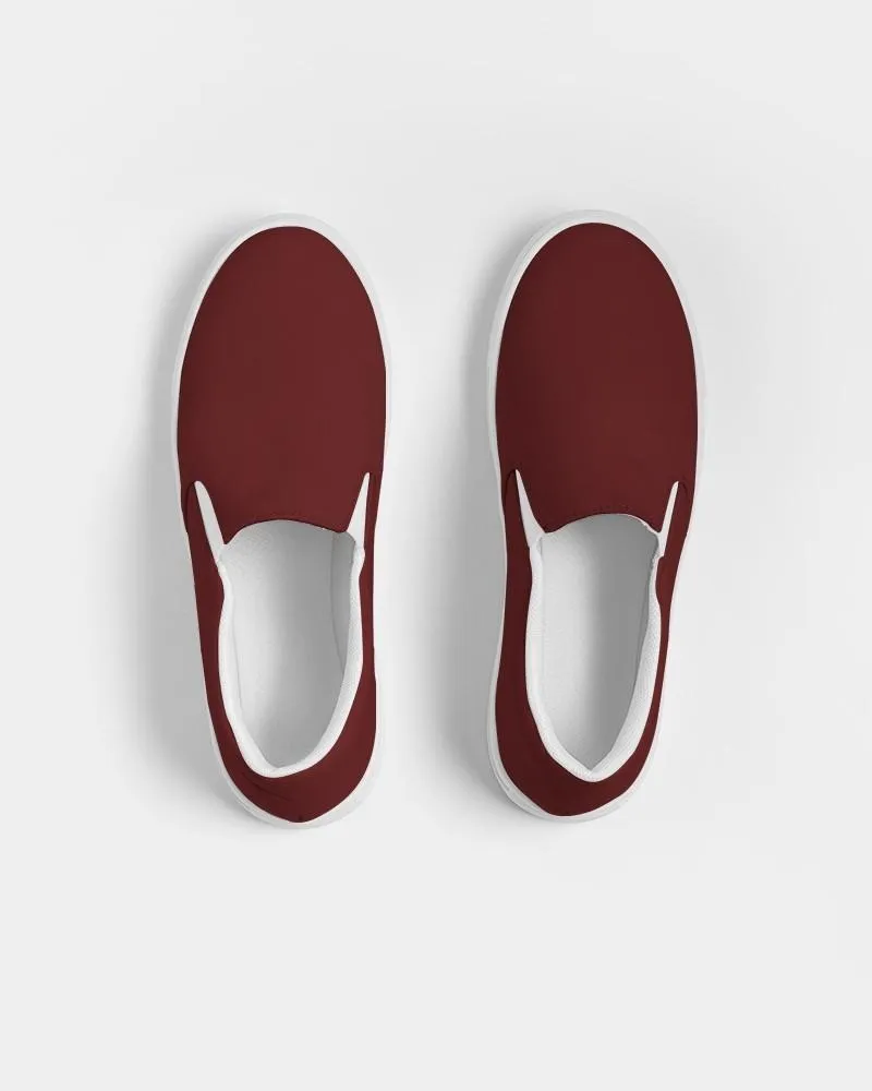 Dark Red Slip-On Canvas Sneakers | Women's | Dark Pure Red | C0M100Y100K80