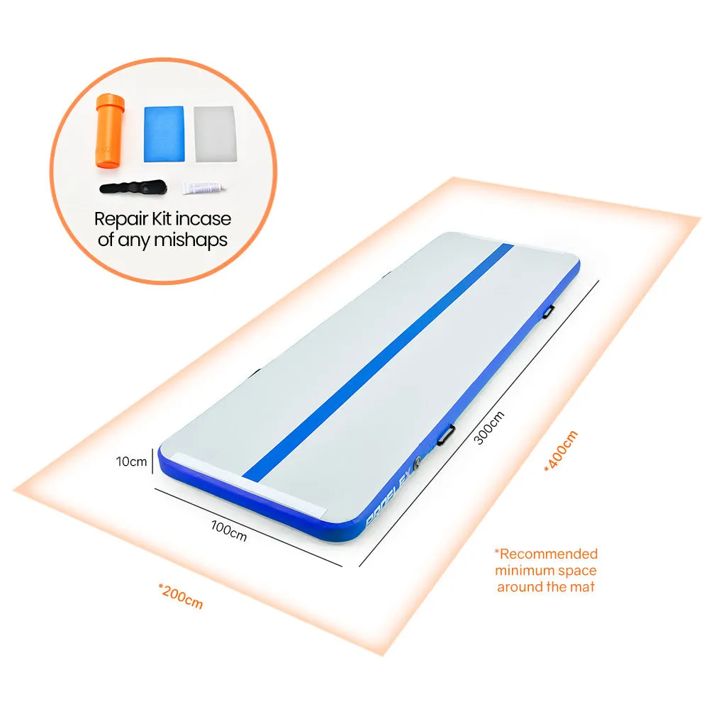 Durable Inflatable Air Track Mat 300x100x10cm with Electric Pump - Proflex