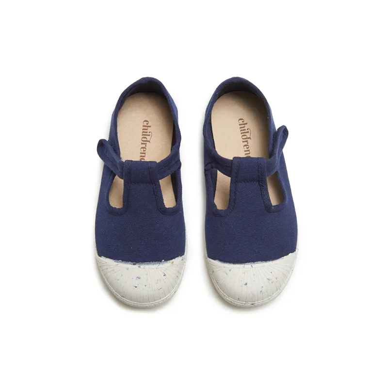 ECO-friendly T-band Sneakers in Navy by childrenchic