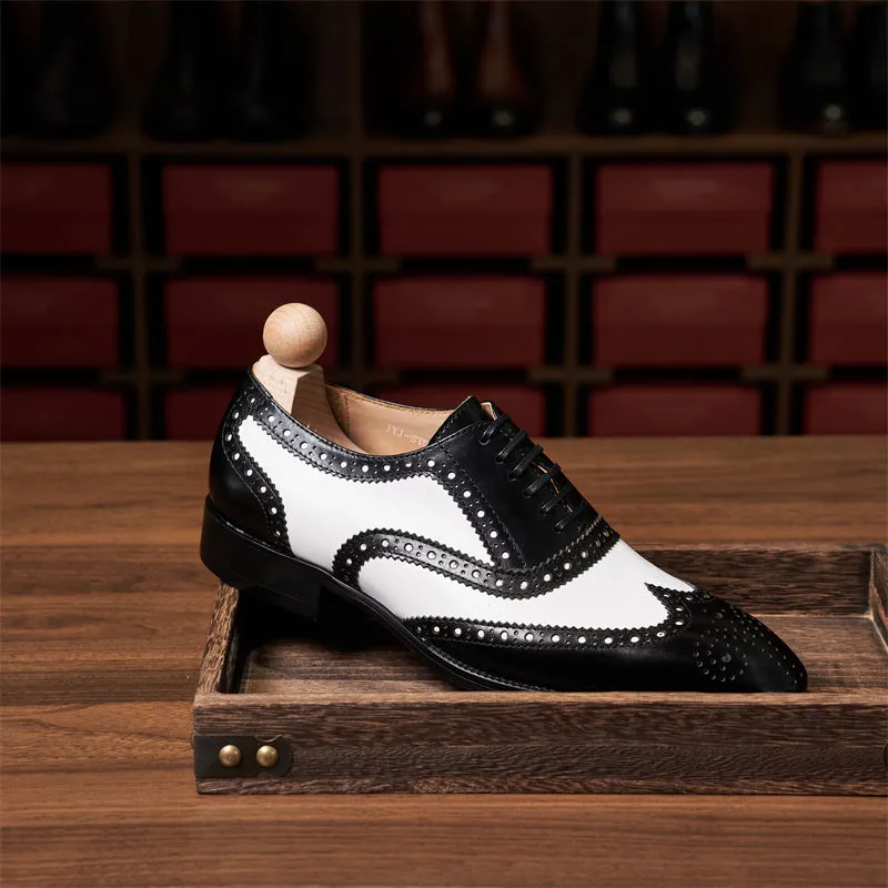 Elegant British Oxford Carving Block Wedding Shoes