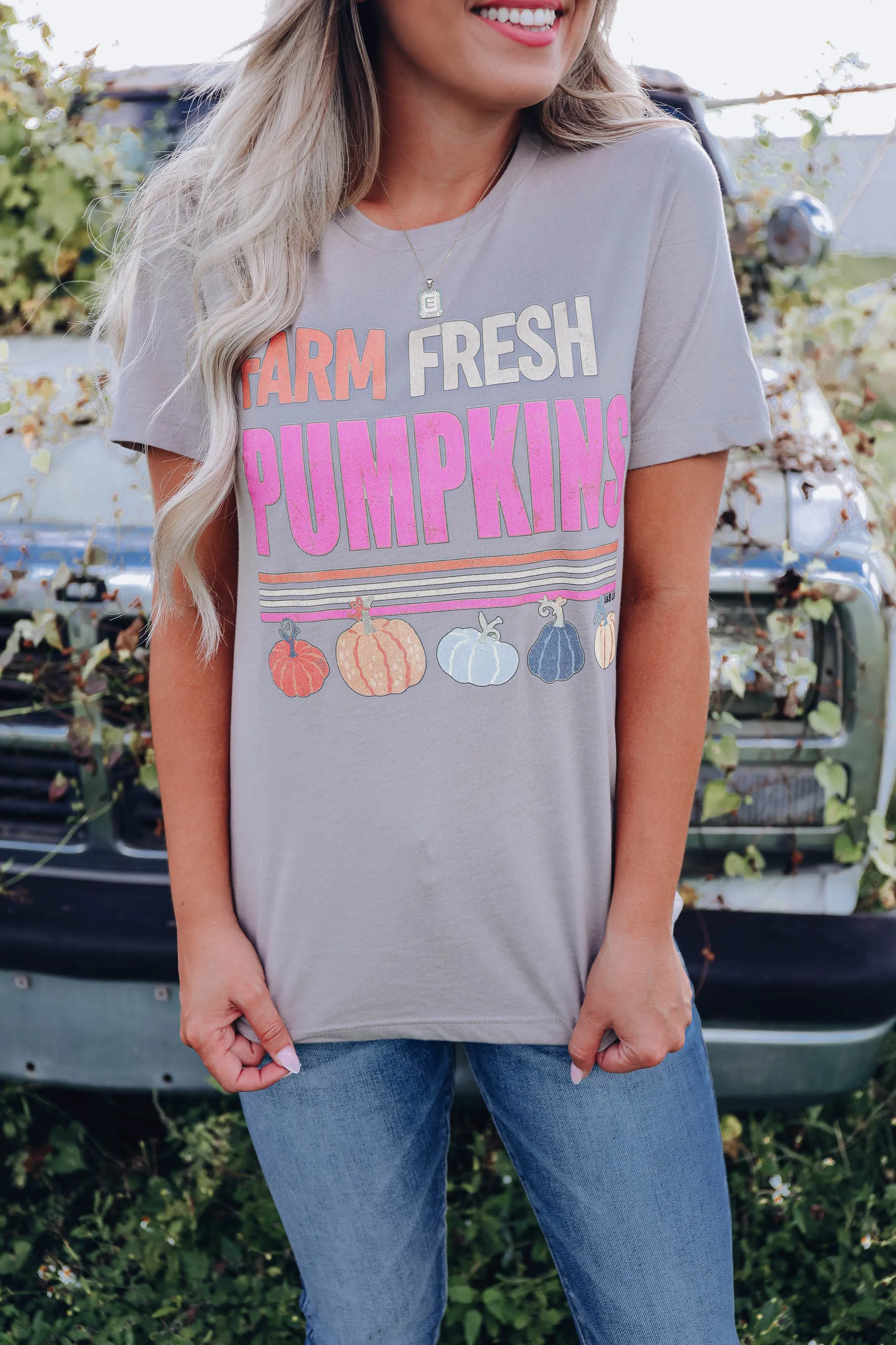 Farm Fresh Pumpkins Graphic Tee - Stone